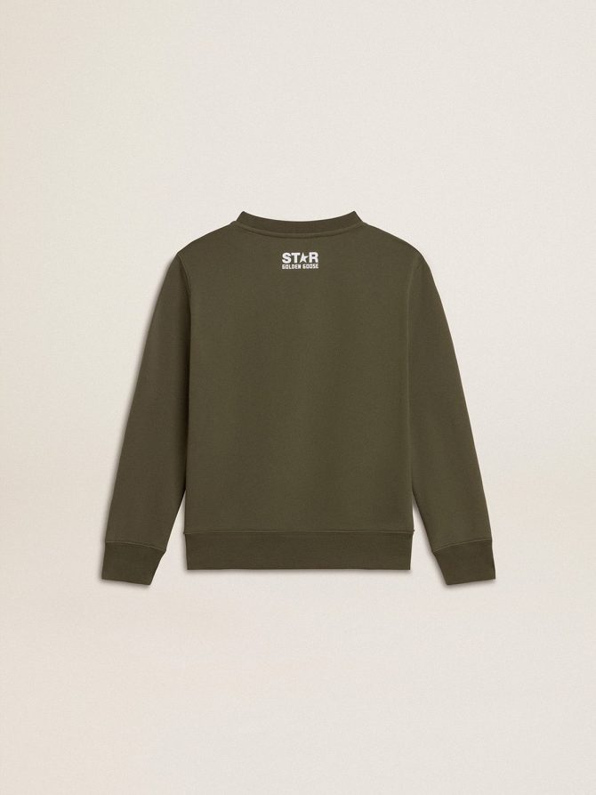 Boys’ dark green sweatshirt with white maxi star on the front - Image 2