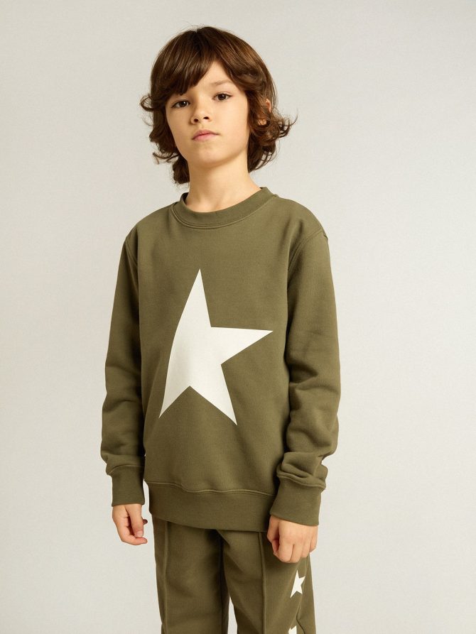 Boys’ dark green sweatshirt with white maxi star on the front - Image 3