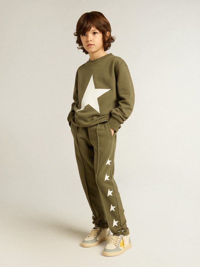 Boys’ dark green sweatshirt with white maxi star on the front - Image 4