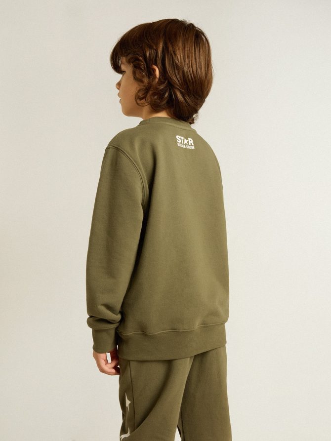 Boys’ dark green sweatshirt with white maxi star on the front - Image 5