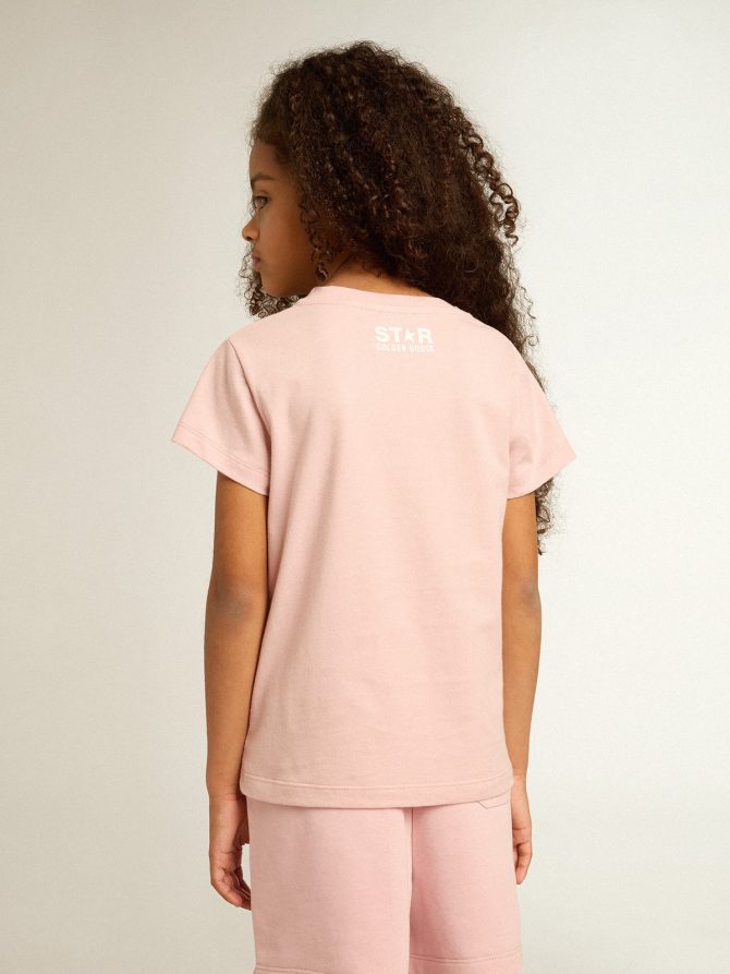 Girls’ pink T-shirt with white logo and maxi star - Image 4
