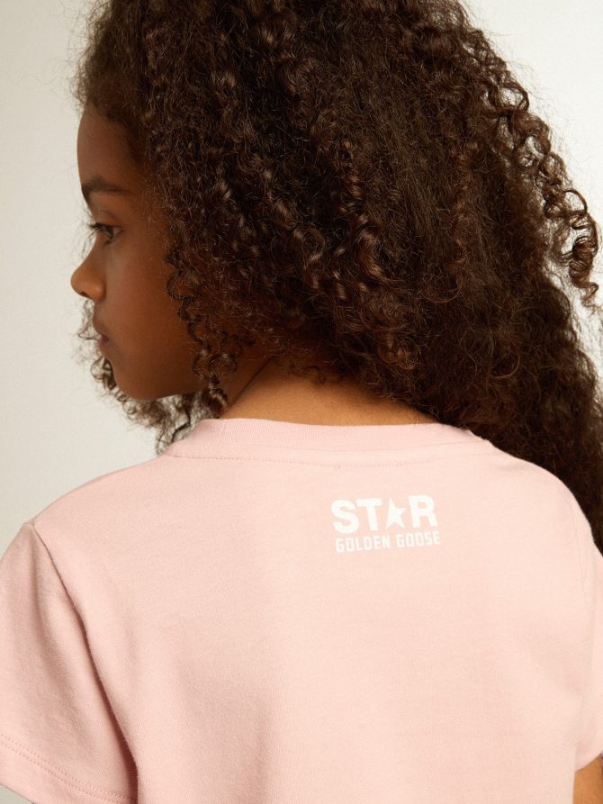 Girls’ pink T-shirt with white logo and maxi star - Image 5