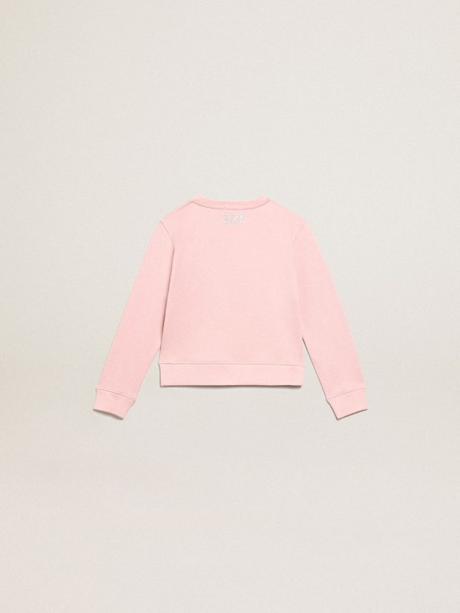 Pink sweatshirt with maxi star in silver glitter on the front - Image 2