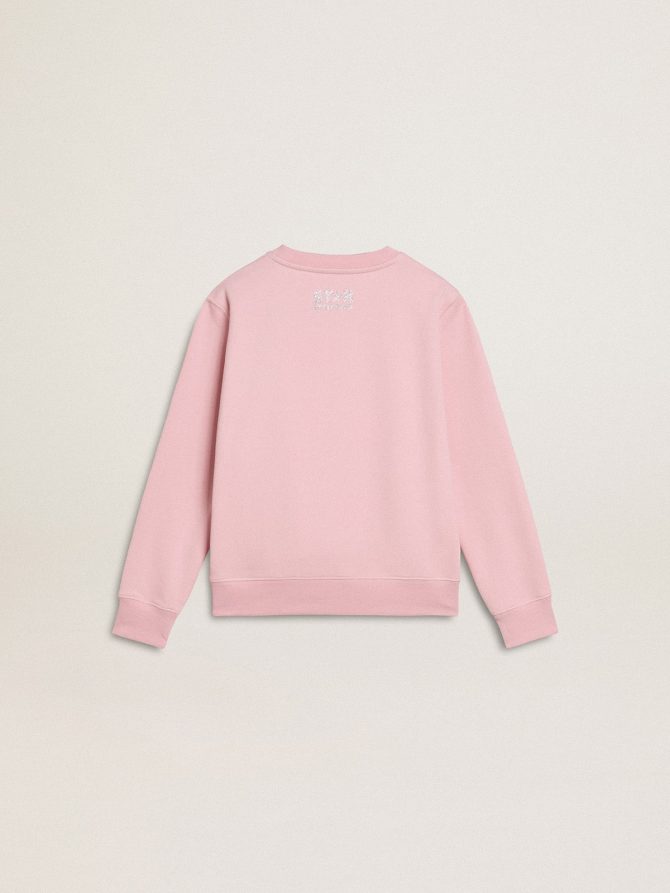 Pink sweatshirt with maxi star in silver glitter on the front - Image 8