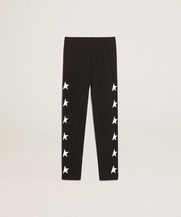 Girls’ black leggings with white stars on the sides