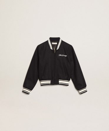 Boys’ bomber jacket in dark blue wool