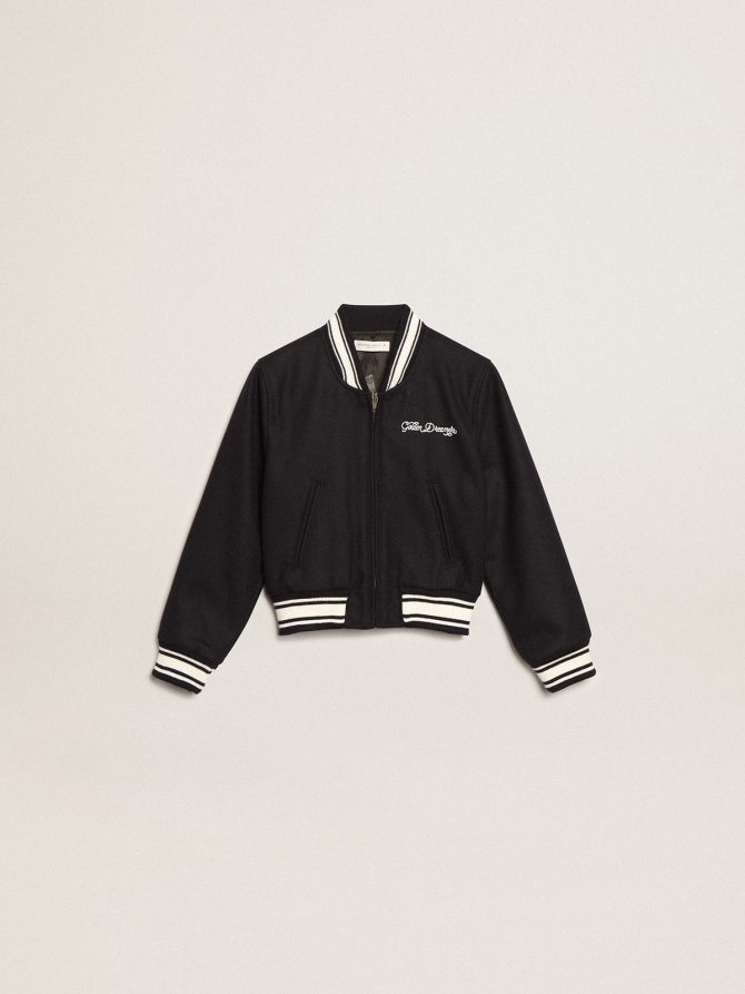 Boys’ bomber jacket in dark blue wool