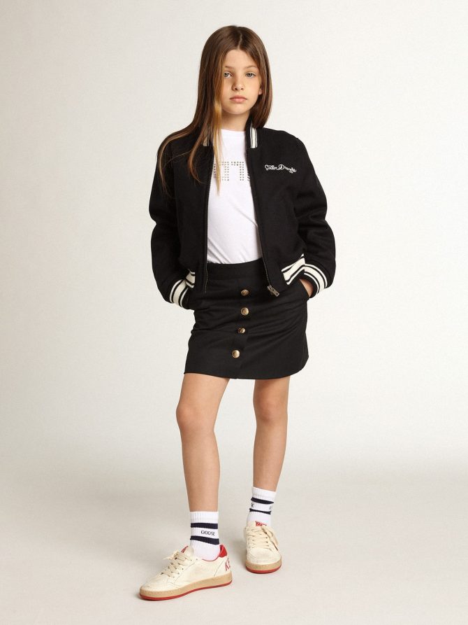 Boys’ bomber jacket in dark blue wool - Image 3