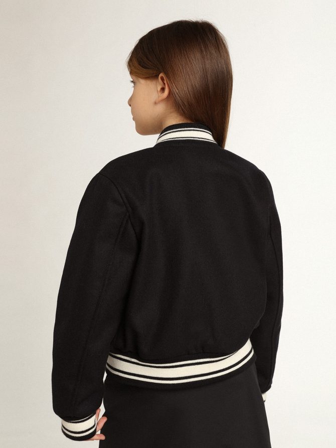 Boys’ bomber jacket in dark blue wool - Image 4