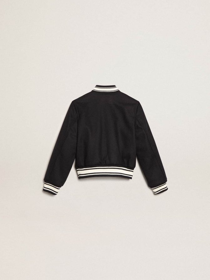Boys’ bomber jacket in dark blue wool - Image 5