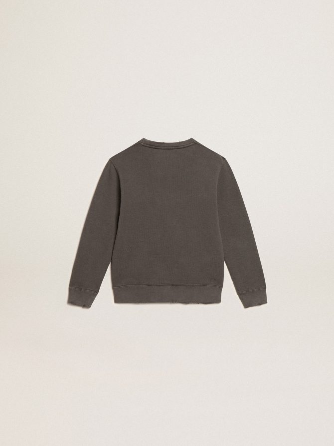 Distressed gray sweatshirt with crystal lettering - Image 2