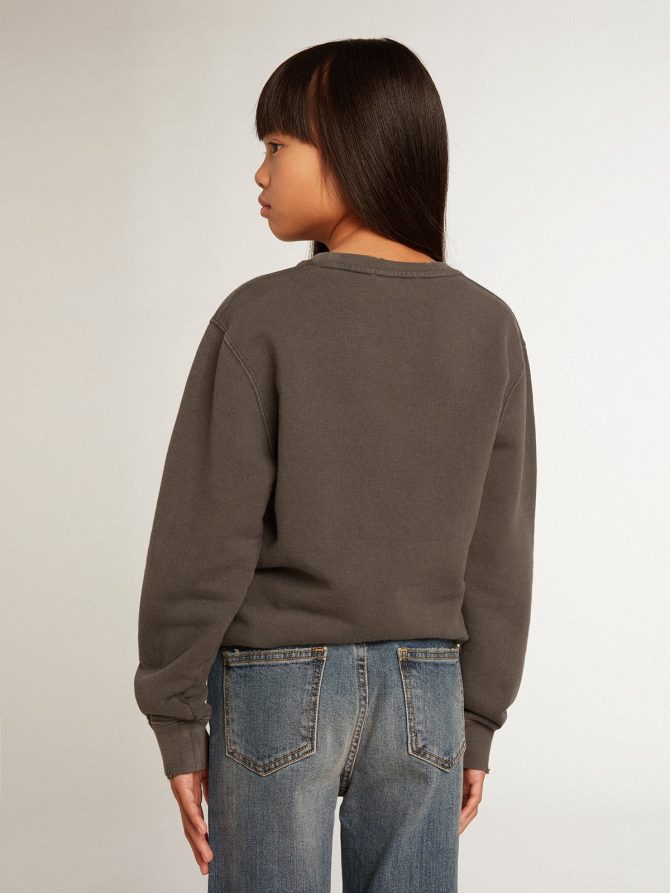 Distressed gray sweatshirt with crystal lettering - Image 5