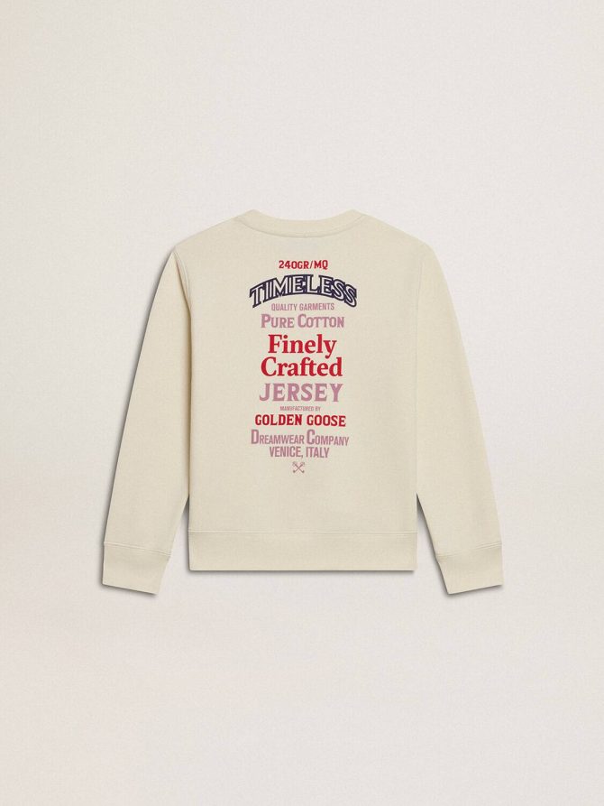 Girls’ T-shirt in worn white with embroidery on the front and print on the back - Image 2