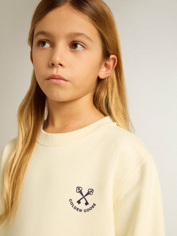Girls’ T-shirt in worn white with embroidery on the front and print on the back - Image 6