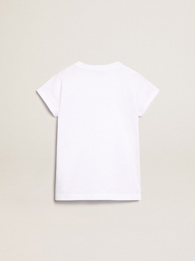 White T-shirt with central Golden lettering in crystals - Image 2