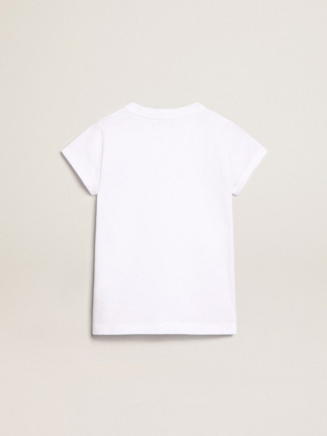 White T-shirt with central Golden lettering in crystals - Image 7