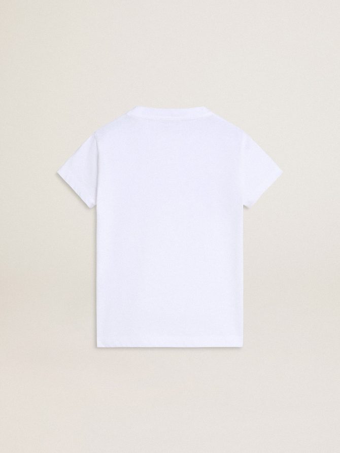 Girls’ white T-shirt with pink glitter Golden lettering - Image 6