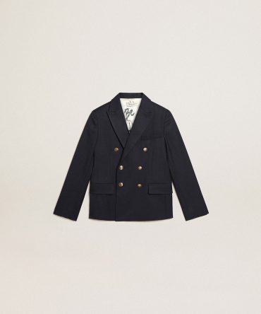 Boys’ dark blue double-breasted buttoned blazer