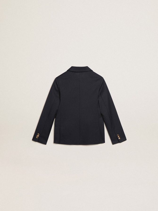 Boys’ dark blue double-breasted buttoned blazer - Image 2