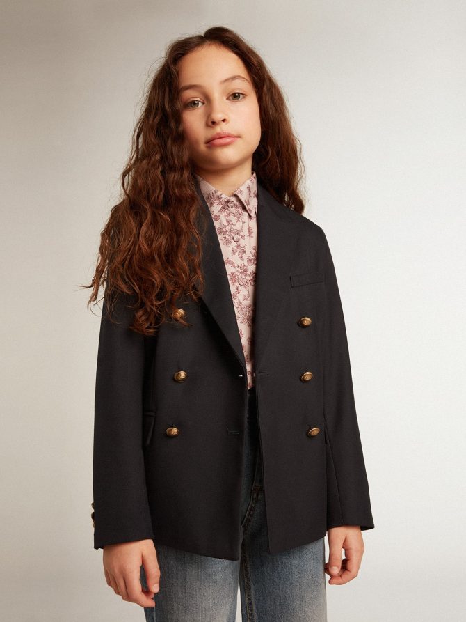 Boys’ dark blue double-breasted buttoned blazer - Image 3