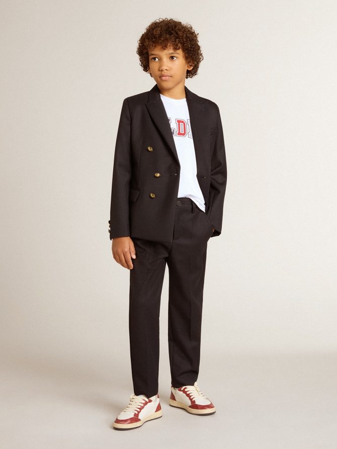 Boys’ dark blue double-breasted blazer - Image 2
