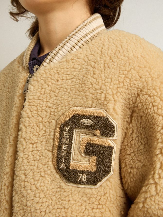Kids beige fleece bomber jacket - Image 5