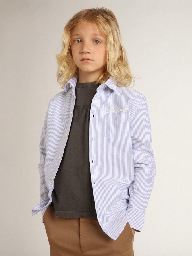 Boys’ shirt with light blue stripes - Image 3