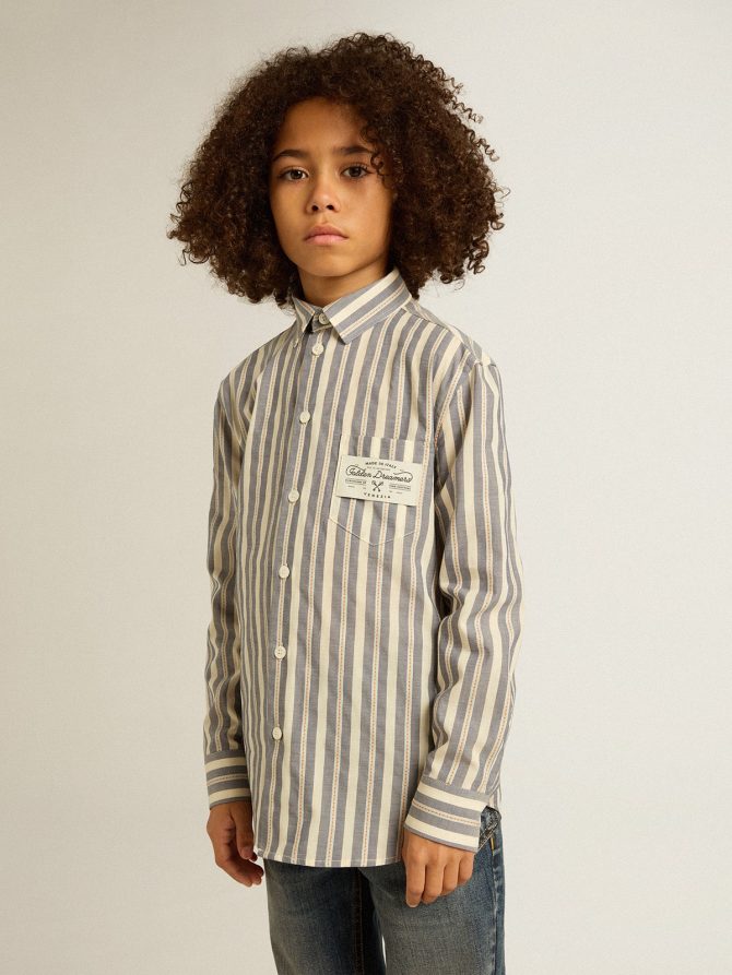 Boys’ striped shirt with Golden Dreamers detail on the pocket - Image 2