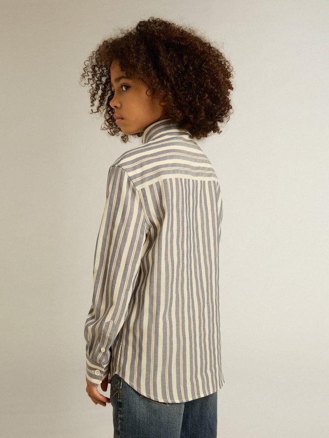 Boys’ striped shirt with Golden Dreamers detail on the pocket - Image 4