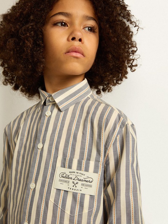 Boys’ striped shirt with Golden Dreamers detail on the pocket - Image 5