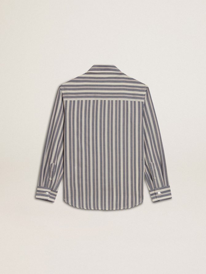 Boys’ striped shirt with Golden Dreamers detail on the pocket - Image 6