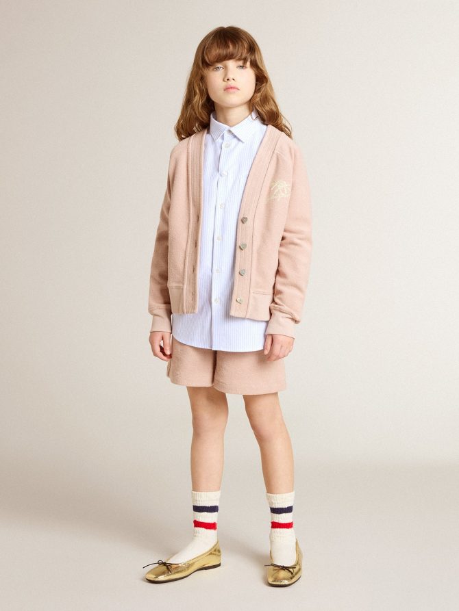 Girls’ striped shirt with embroidered lettering on the pocket - Image 3