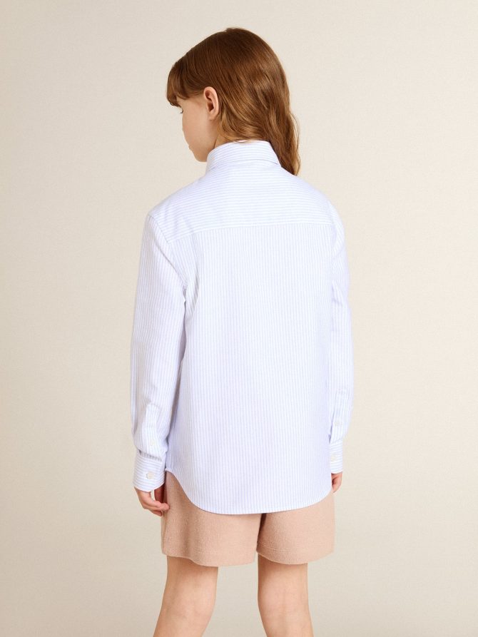Girls’ striped shirt with embroidered lettering on the pocket - Image 4