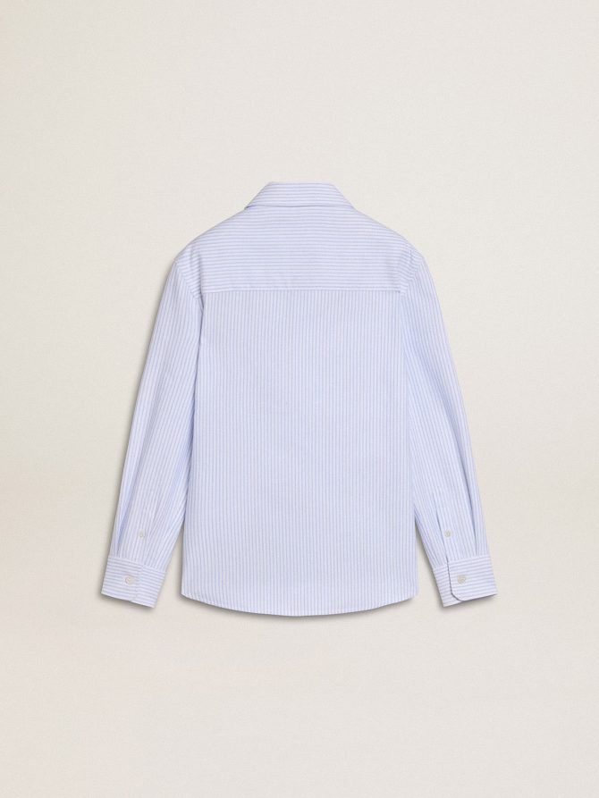 Girls’ striped shirt with embroidered lettering on the pocket - Image 6