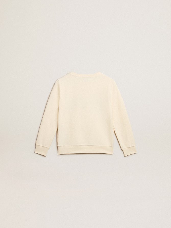 Sweatshirt in aged white with multicolor Golden lettering on the front - Image 6