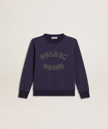 Blue-violet sweatshirt with Golden Goose lettering on the front