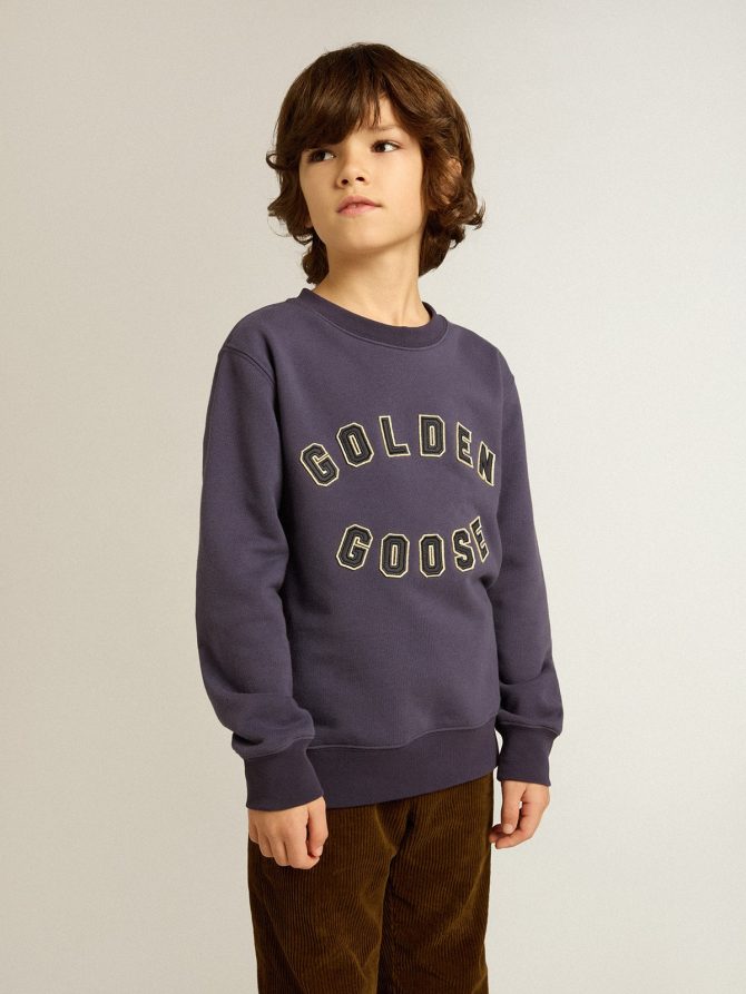 Blue-violet sweatshirt with Golden Goose lettering on the front - Image 2