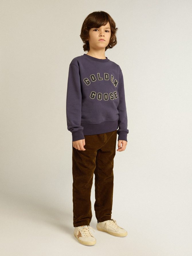 Blue-violet sweatshirt with Golden Goose lettering on the front - Image 3
