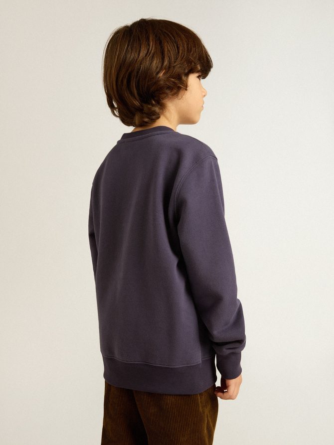 Blue-violet sweatshirt with Golden Goose lettering on the front - Image 4