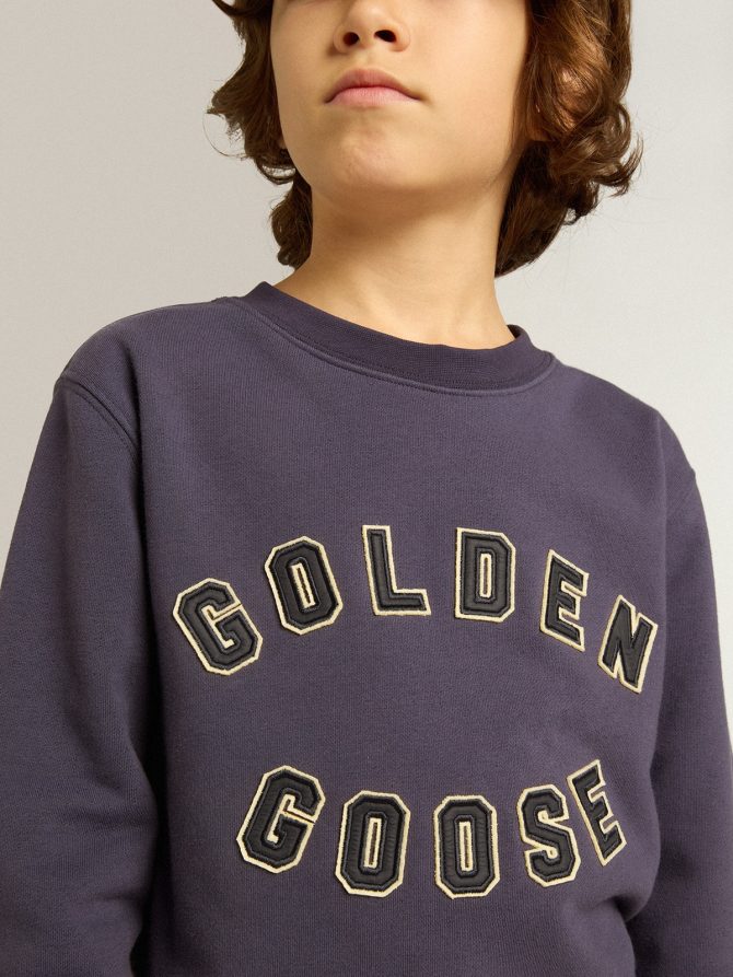 Blue-violet sweatshirt with Golden Goose lettering on the front - Image 5