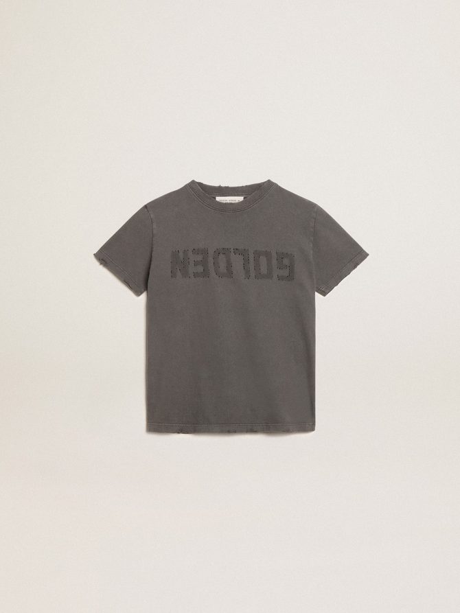 Boys’ T-shirt in gray with distressed treatment