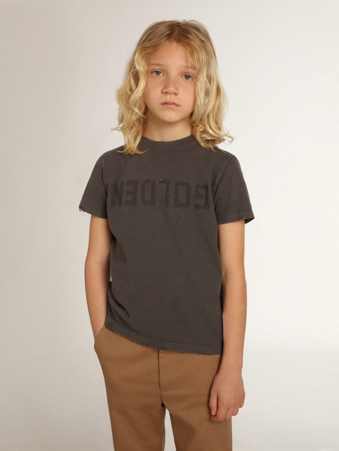 Boys’ T-shirt in gray with distressed treatment - Image 3