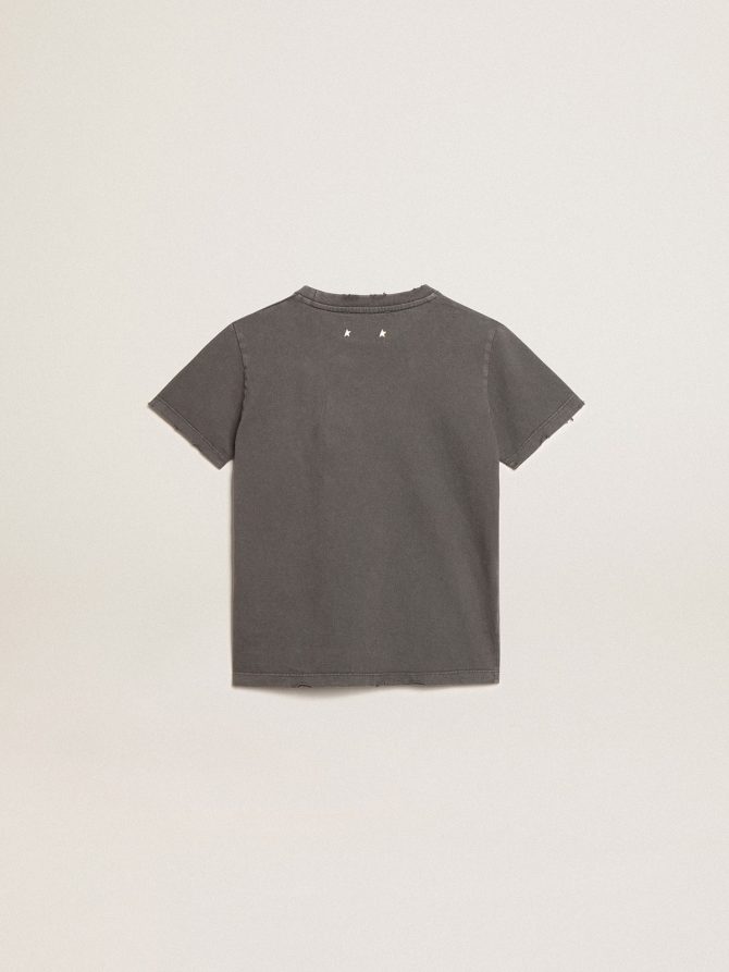Boys’ T-shirt in gray with distressed treatment - Image 6