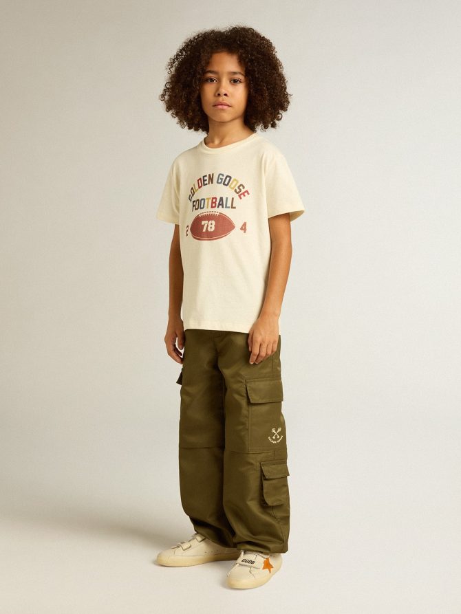 Boys’ T-shirt in worn white with multicolor lettering - Image 3