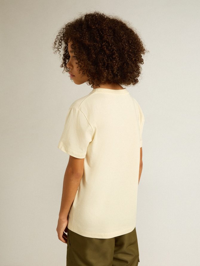 Boys’ T-shirt in worn white with multicolor lettering - Image 4