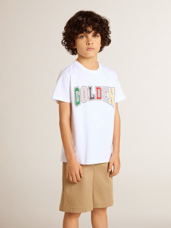 Boys’ white T-shirt with multicolored Golden print - Image 2