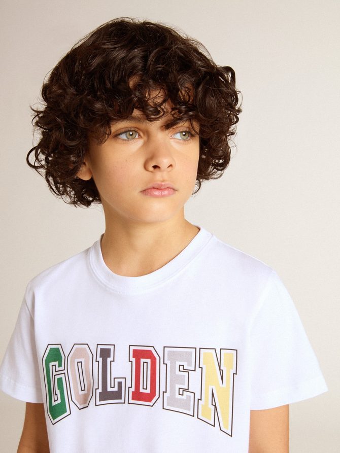 Boys’ white T-shirt with multicolored Golden print - Image 5