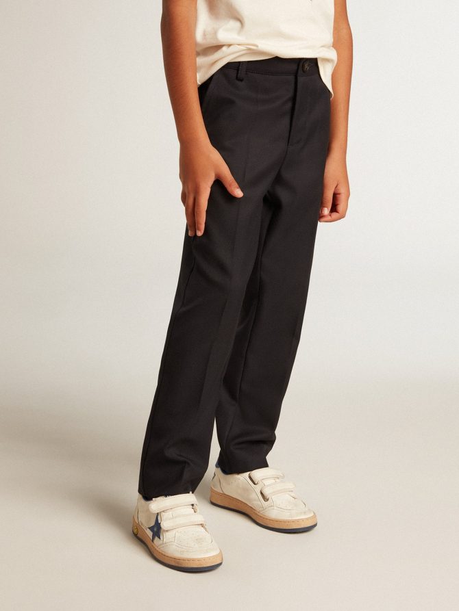 Boys’ pants in dark blue wool - Image 2