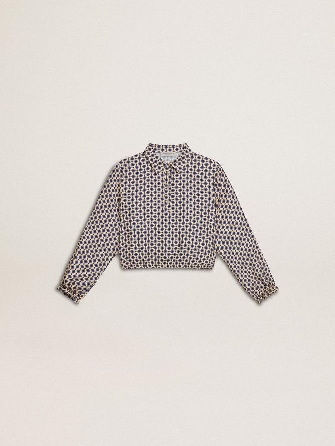 Girls’ polo shirt with geometric print