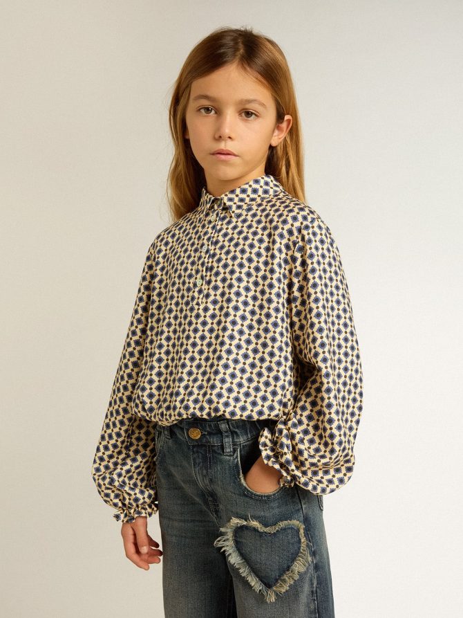 Girls’ polo shirt with geometric print - Image 2